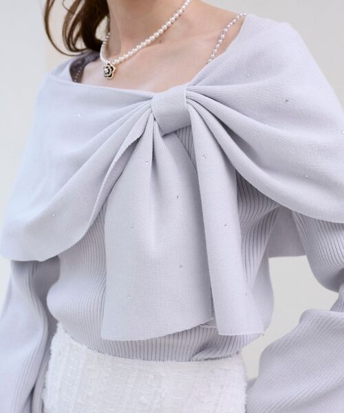 MAJESTIC LEGON / マジェスティックレゴン ニット・セーター | ビジューリボンオフショルニット | 詳細8