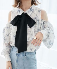 MAJESTIC LEGON / マジェスティックレゴン シャツ・ブラウス | バイカラーボウタイフリルブラウス