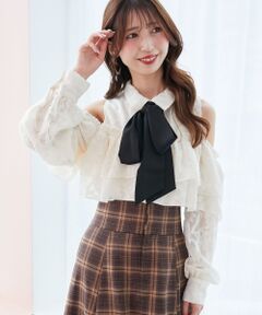 MAJESTIC LEGON / マジェスティックレゴン シャツ・ブラウス | バイカラーボウタイフリルブラウス