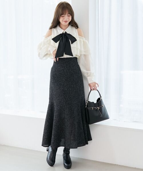 MAJESTIC LEGON / マジェスティックレゴン シャツ・ブラウス | バイカラーボウタイフリルブラウス | 詳細1