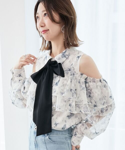 MAJESTIC LEGON / マジェスティックレゴン シャツ・ブラウス | バイカラーボウタイフリルブラウス | 詳細13