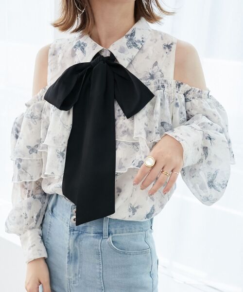 MAJESTIC LEGON / マジェスティックレゴン シャツ・ブラウス | バイカラーボウタイフリルブラウス | 詳細15