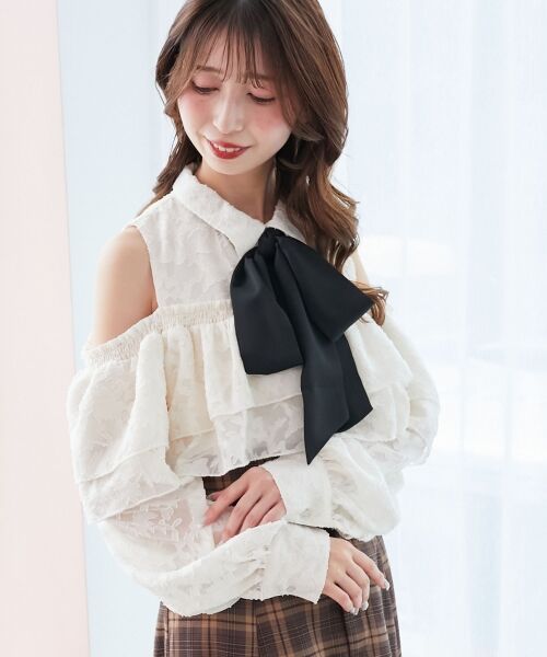 MAJESTIC LEGON / マジェスティックレゴン シャツ・ブラウス | バイカラーボウタイフリルブラウス | 詳細21