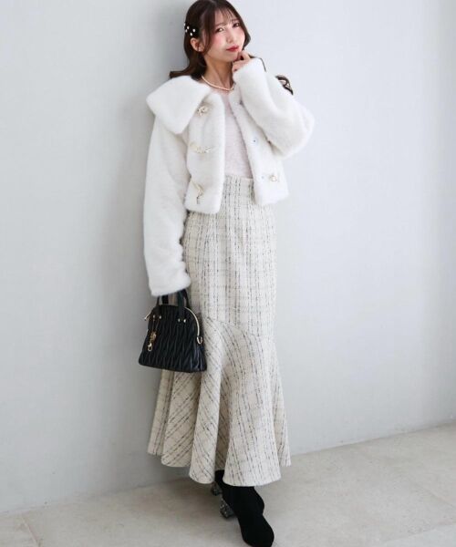 MAJESTIC LEGON / マジェスティックレゴン ロング・マキシ丈スカート | ツイードマーメイドロングスカート | 詳細4