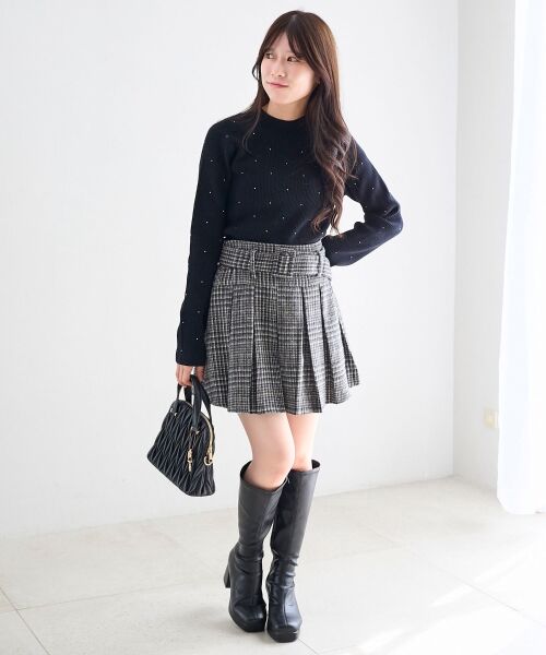 MAJESTIC LEGON / マジェスティックレゴン ミニ・ひざ丈スカート | ベルト付きプリーツミニスカパン | 詳細8