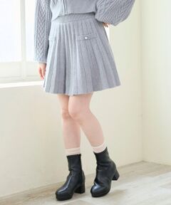 MAJESTIC LEGON / マジェスティックレゴン ロング・マキシ丈スカート | キラキラボタンプリーツニットスカート