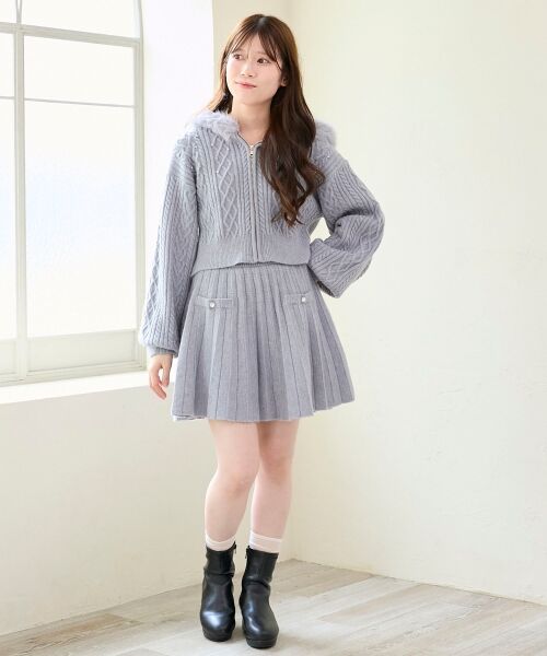 MAJESTIC LEGON / マジェスティックレゴン ロング・マキシ丈スカート | キラキラボタンプリーツニットスカート | 詳細1