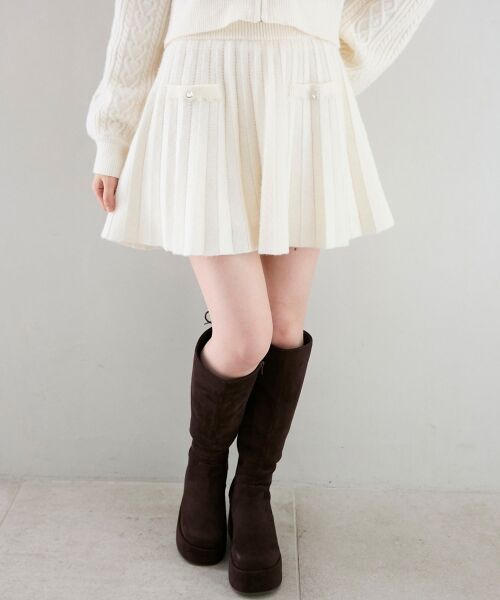 MAJESTIC LEGON / マジェスティックレゴン ロング・マキシ丈スカート | キラキラボタンプリーツニットスカート | 詳細12