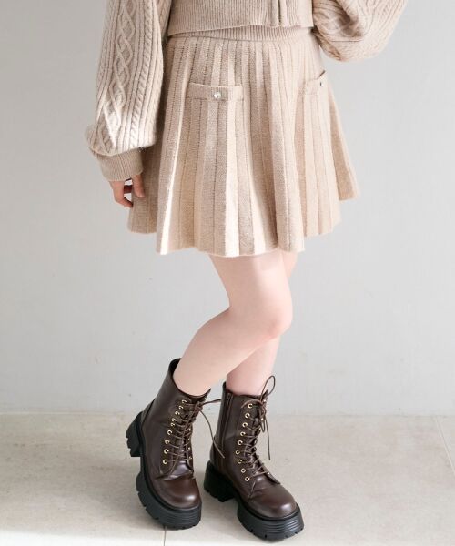 MAJESTIC LEGON / マジェスティックレゴン ロング・マキシ丈スカート | キラキラボタンプリーツニットスカート | 詳細22