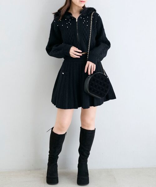 MAJESTIC LEGON / マジェスティックレゴン ロング・マキシ丈スカート | キラキラボタンプリーツニットスカート | 詳細28