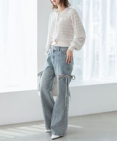 MAJESTIC LEGON / マジェスティックレゴン デニムパンツ | スリットビジューフレアデニムパンツ