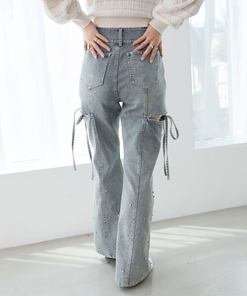 MAJESTIC LEGON / マジェスティックレゴン デニムパンツ | スリットビジューフレアデニムパンツ | 詳細14