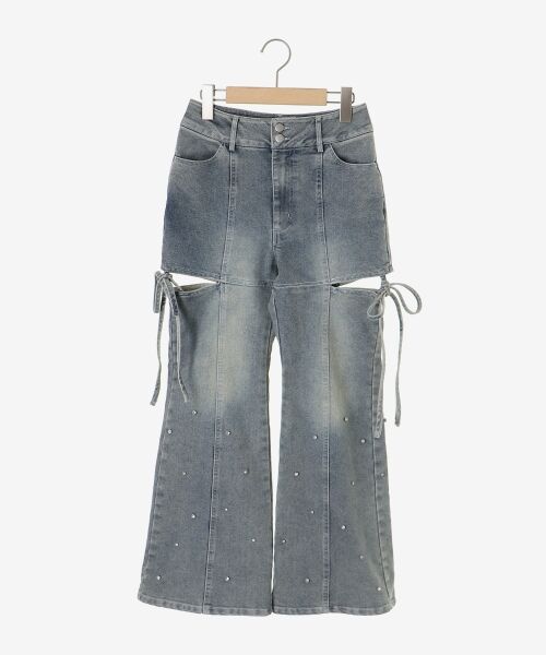 MAJESTIC LEGON / マジェスティックレゴン デニムパンツ | スリットビジューフレアデニムパンツ | 詳細24