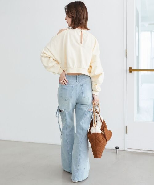 MAJESTIC LEGON / マジェスティックレゴン デニムパンツ | スリットビジューフレアデニムパンツ | 詳細3