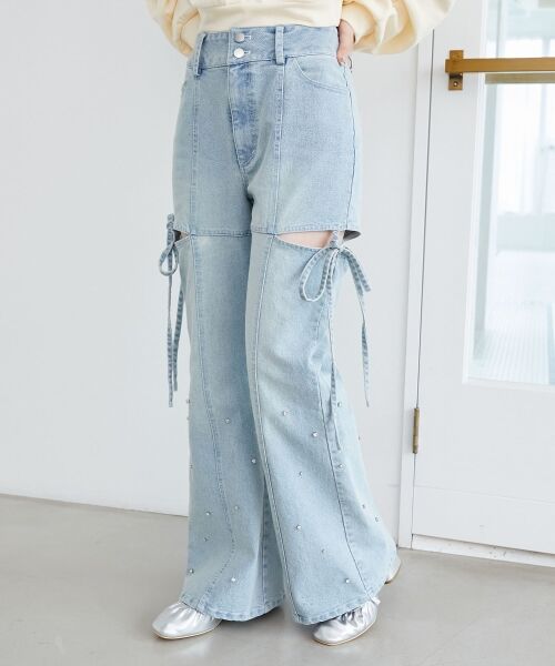 MAJESTIC LEGON / マジェスティックレゴン デニムパンツ | スリットビジューフレアデニムパンツ | 詳細6