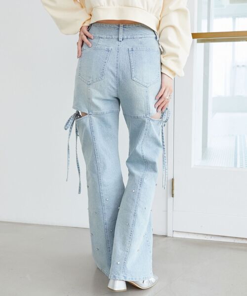 MAJESTIC LEGON / マジェスティックレゴン デニムパンツ | スリットビジューフレアデニムパンツ | 詳細7