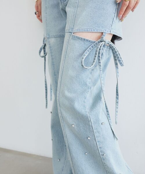 MAJESTIC LEGON / マジェスティックレゴン デニムパンツ | スリットビジューフレアデニムパンツ | 詳細8