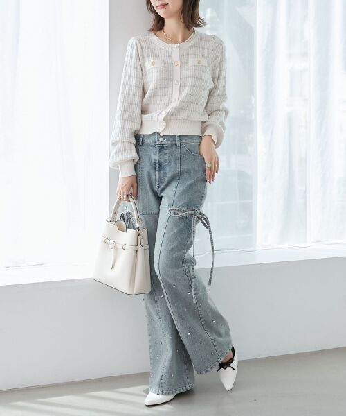 MAJESTIC LEGON / マジェスティックレゴン デニムパンツ | スリットビジューフレアデニムパンツ | 詳細9