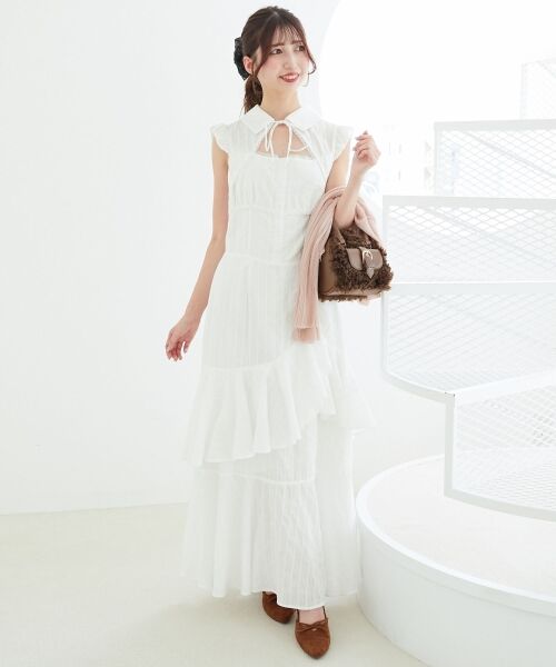 MAJESTIC LEGON/マジェスティックレゴン デコルテオープンノースリロングワンピ オフ S MAJESTIC LEGON/マジェスティックレゴン デコルテオープンノースリロングワンピ オフ S
