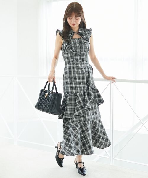 MAJESTIC LEGON / マジェスティックレゴン ロング・マキシ丈ワンピース | デコルテオープンノースリロングワンピ | 詳細13