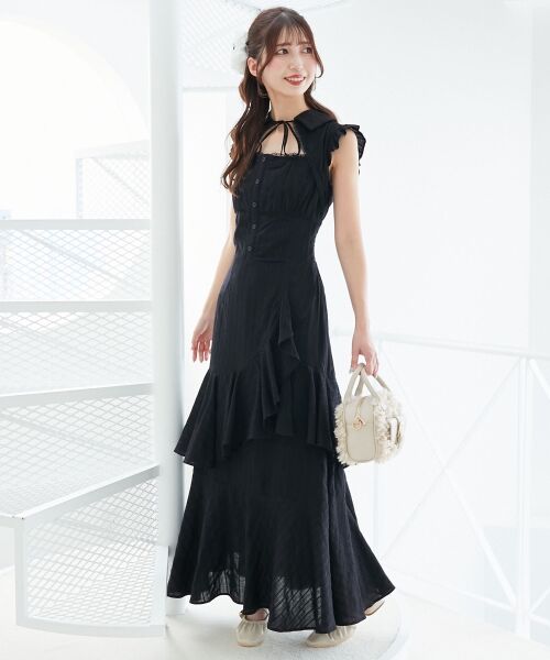 MAJESTIC LEGON / マジェスティックレゴン ロング・マキシ丈ワンピース | デコルテオープンノースリロングワンピ | 詳細20