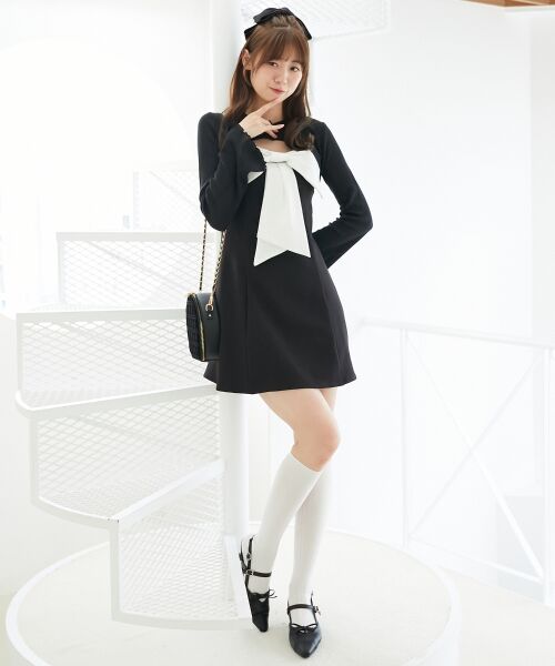 MAJESTIC LEGON / マジェスティックレゴン ミニ丈・ひざ丈ワンピース | キラキラビッグリボンミニワンピ | 詳細21