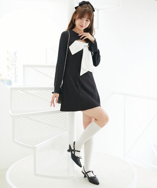 MAJESTIC LEGON / マジェスティックレゴン ミニ丈・ひざ丈ワンピース | キラキラビッグリボンミニワンピ | 詳細22