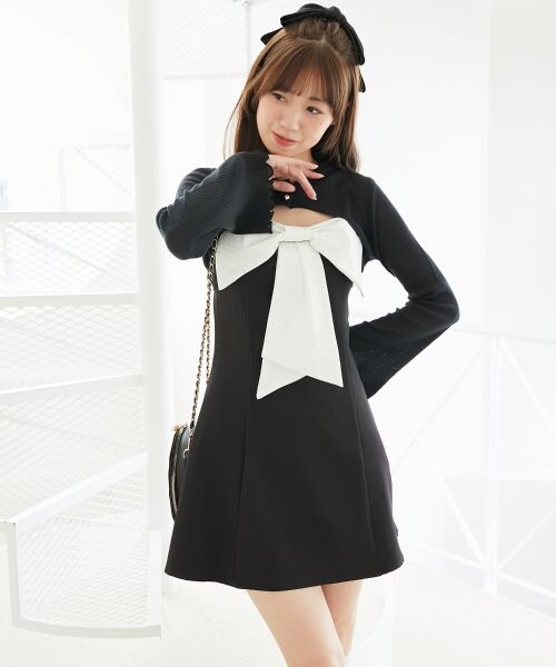 MAJESTIC LEGON / マジェスティックレゴン ミニ丈・ひざ丈ワンピース | キラキラビッグリボンミニワンピ | 詳細24