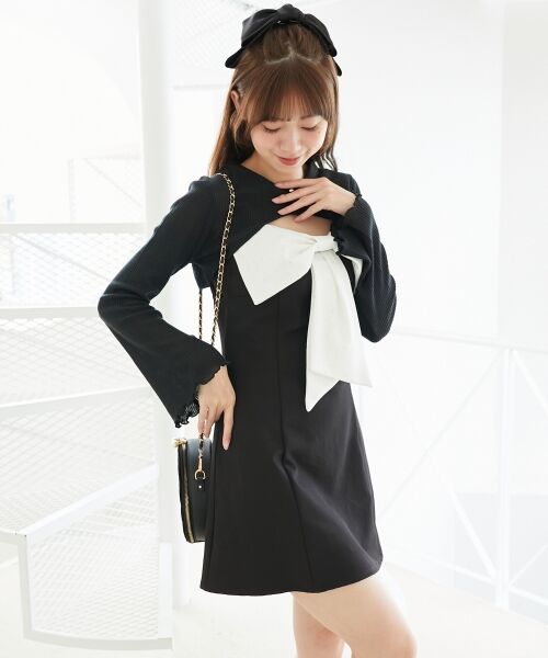 MAJESTIC LEGON / マジェスティックレゴン ミニ丈・ひざ丈ワンピース | キラキラビッグリボンミニワンピ | 詳細25