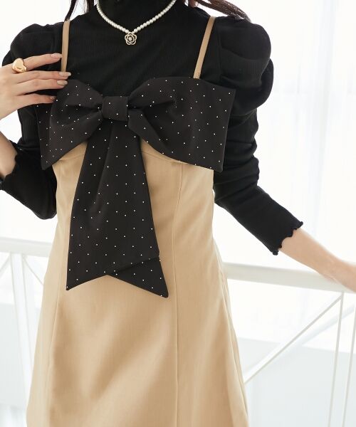 MAJESTIC LEGON / マジェスティックレゴン ミニ丈・ひざ丈ワンピース | キラキラビッグリボンミニワンピ | 詳細5