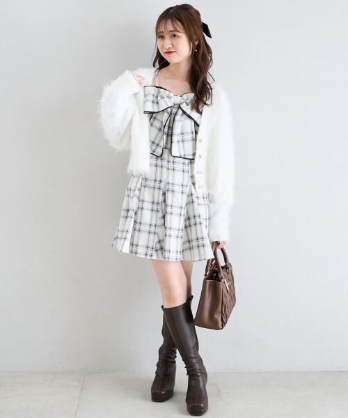 MAJESTIC LEGON / マジェスティックレゴン ミニ丈・ひざ丈ワンピース | チェーン付ビッグリボンミニワンピ | 詳細1