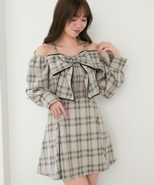 MAJESTIC LEGON / マジェスティックレゴン ミニ丈・ひざ丈ワンピース | チェーン付ビッグリボンミニワンピ | 詳細16