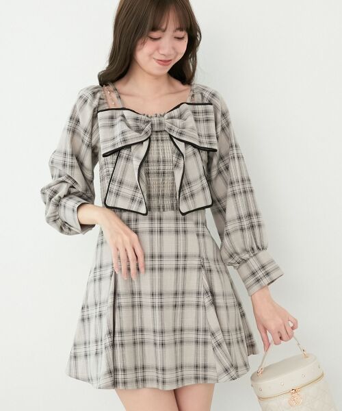 MAJESTIC LEGON / マジェスティックレゴン ミニ丈・ひざ丈ワンピース | チェーン付ビッグリボンミニワンピ | 詳細20