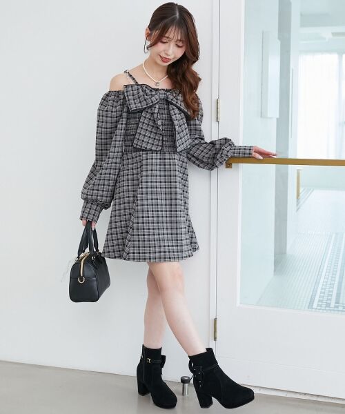 MAJESTIC LEGON / マジェスティックレゴン ミニ丈・ひざ丈ワンピース | チェーン付ビッグリボンミニワンピ | 詳細22