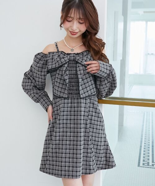 MAJESTIC LEGON / マジェスティックレゴン ミニ丈・ひざ丈ワンピース | チェーン付ビッグリボンミニワンピ | 詳細24