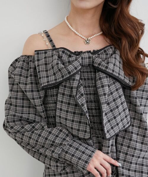 MAJESTIC LEGON / マジェスティックレゴン ミニ丈・ひざ丈ワンピース | チェーン付ビッグリボンミニワンピ | 詳細27