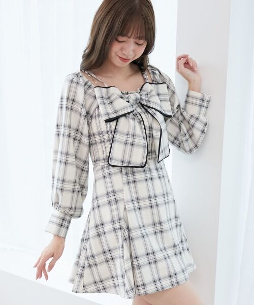 MAJESTIC LEGON / マジェスティックレゴン ミニ丈・ひざ丈ワンピース | チェーン付ビッグリボンミニワンピ | 詳細8