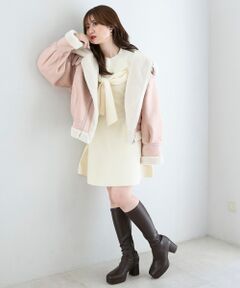 MAJESTIC LEGON / マジェスティックレゴン ミニ丈・ひざ丈ワンピース | ◎ビジューリボンニットミニワンピース