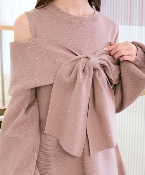 MAJESTIC LEGON / マジェスティックレゴン ミニ丈・ひざ丈ワンピース | ビジューリボンニットミニワンピース | 詳細11
