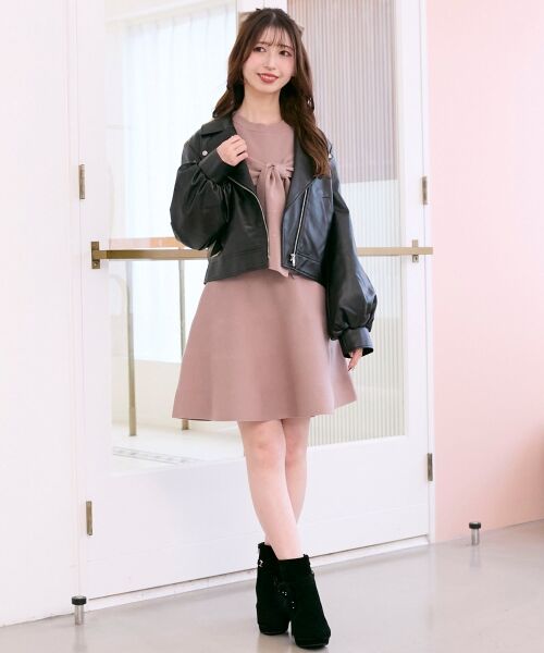 MAJESTIC LEGON / マジェスティックレゴン ミニ丈・ひざ丈ワンピース | ビジューリボンニットミニワンピース | 詳細12