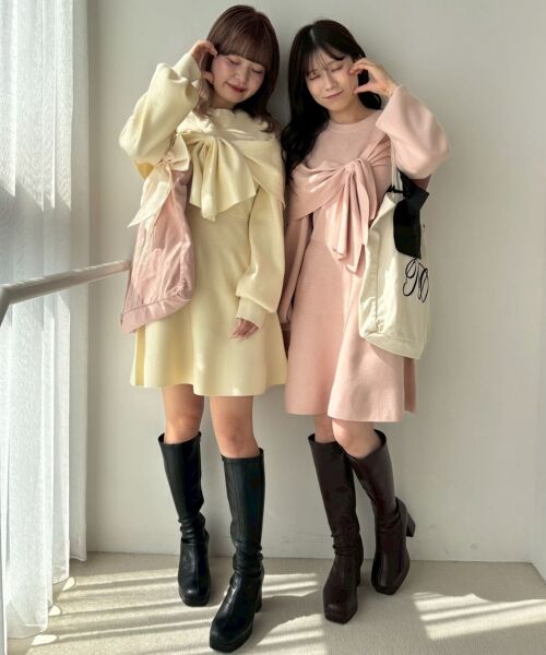 MAJESTIC LEGON / マジェスティックレゴン ミニ丈・ひざ丈ワンピース | ビジューリボンニットミニワンピース | 詳細15