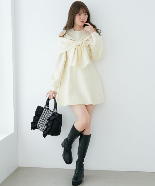 MAJESTIC LEGON / マジェスティックレゴン ミニ丈・ひざ丈ワンピース | ビジューリボンニットミニワンピース | 詳細18