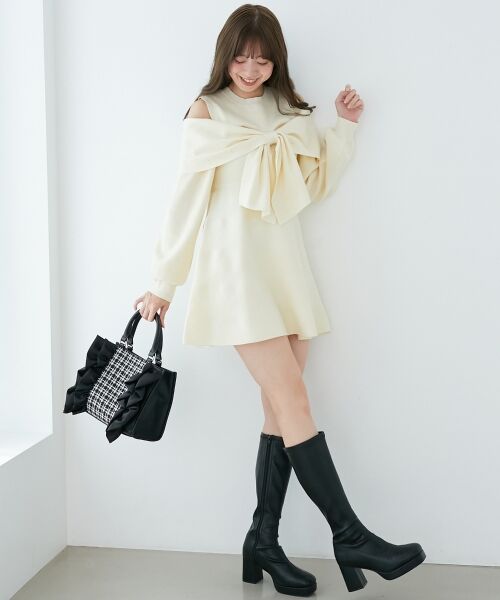 MAJESTIC LEGON / マジェスティックレゴン ミニ丈・ひざ丈ワンピース | ビジューリボンニットミニワンピース | 詳細19