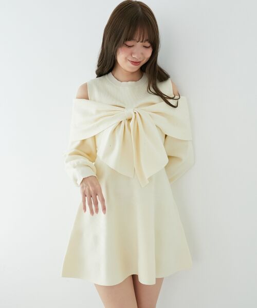 MAJESTIC LEGON / マジェスティックレゴン ミニ丈・ひざ丈ワンピース | ビジューリボンニットミニワンピース | 詳細21
