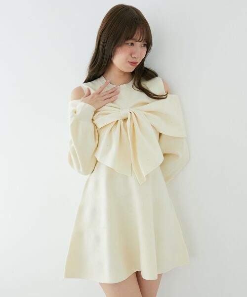 MAJESTIC LEGON / マジェスティックレゴン ミニ丈・ひざ丈ワンピース | ビジューリボンニットミニワンピース | 詳細22