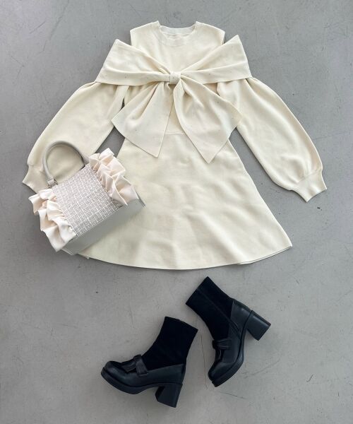 MAJESTIC LEGON / マジェスティックレゴン ミニ丈・ひざ丈ワンピース | ビジューリボンニットミニワンピース | 詳細25