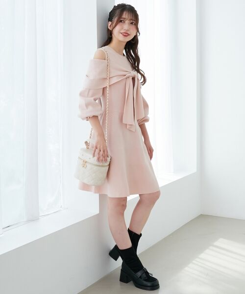 MAJESTIC LEGON / マジェスティックレゴン ミニ丈・ひざ丈ワンピース | ビジューリボンニットミニワンピース | 詳細27