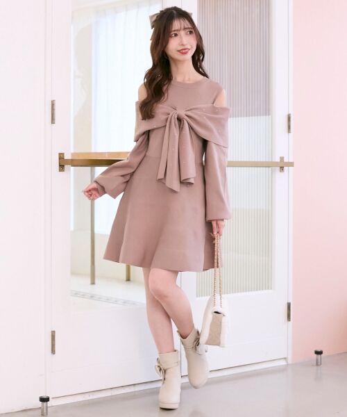 MAJESTIC LEGON / マジェスティックレゴン ミニ丈・ひざ丈ワンピース | ビジューリボンニットミニワンピース | 詳細4