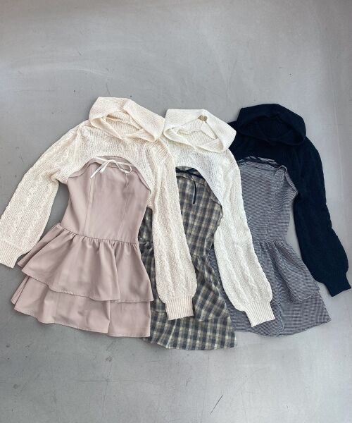 MAJESTIC LEGON / マジェスティックレゴン ミニ丈・ひざ丈ワンピース | フードボレロ×ミニキャミワンピセット | 詳細1