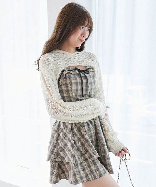 MAJESTIC LEGON / マジェスティックレゴン ミニ丈・ひざ丈ワンピース | フードボレロ×ミニキャミワンピセット | 詳細10